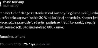 HIT! Tyle Legia ma ZAPŁACIĆ za Kacpra Urbańskiego!